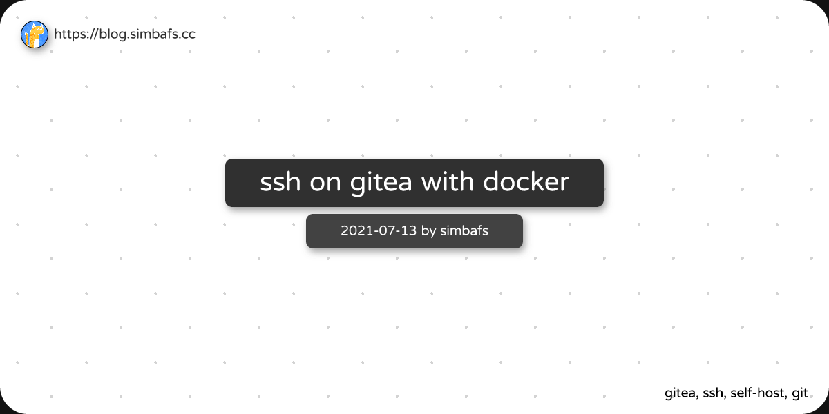 Featured image of post ssh on gitea with docker